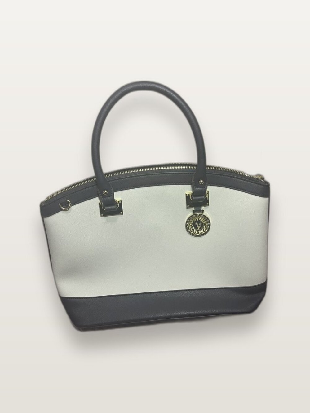Anne Klein Sac bicolore blanc/bleu marine, doré — White/Navy Satchel